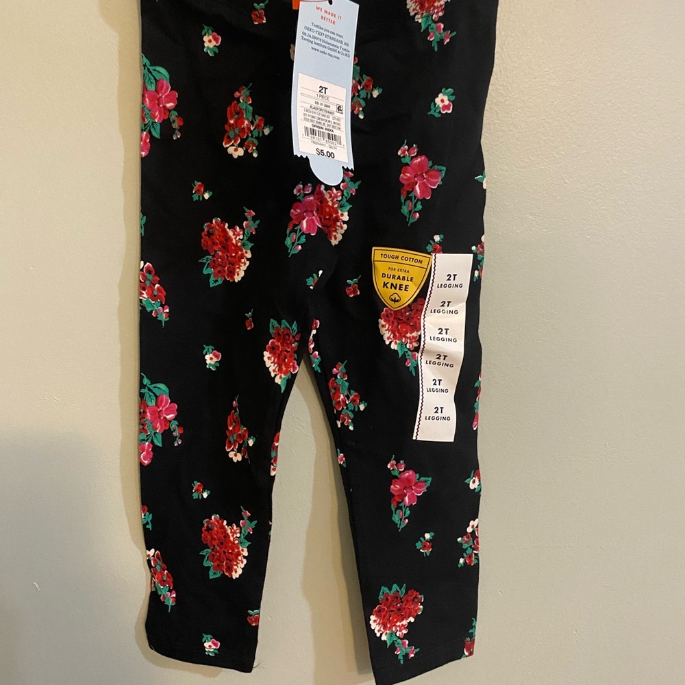 Cat & Jack Black Floral Kids Leggings